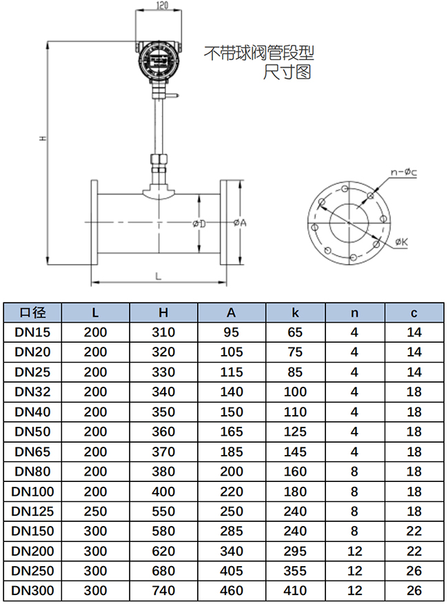 帶卡套球閥氮氣流量計尺寸圖